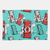 Pop Art MOM Love Pattern in Turquoise (4) キッチンタオル (横)