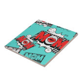 Pop Art MOM Love Pattern in Turquoise (4) タイル (側面)
