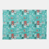 Pop Art MOM Love Pattern in Turquoise (7) キッチンタオル (横)