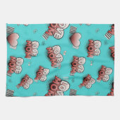 Pop Art MOM Love Pattern in Turquoise (8) キッチンタオル (横)