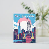 Pop Art New York City Retro Comic Statue ポストカード (スタンド正面)