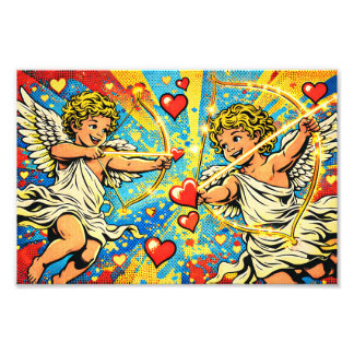POP ART of two playful cupids フォトプリント
