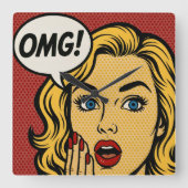 Pop art OMG Wall Clock スクエア壁時計 (正面)