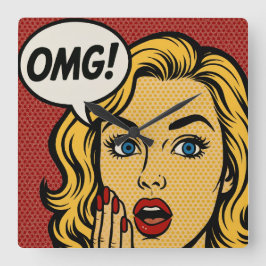 Pop art OMG Wall Clock スクエア壁時計