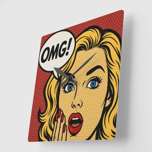 Pop art OMG Wall Clock スクエア壁時計 (傾斜)