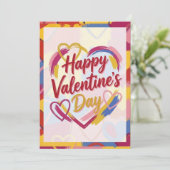 Pop Art Painterly Valentine's Day Postcard  シーズンカード (スタンド正面)
