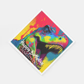 Pop Art Pink T- Rex Birthday スタンダードランチョンナプキン (角)