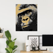 Pop Art Portrait of Gorilla Poster Print ポスター (ホームオフィス)