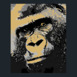 Pop Art Portrait of Gorilla Poster Print ポスター<br><div class="desc">Black & White Pop Art Mountain Gorilla Face Close Look Digital Artwork - Face of Gorilla Poster Print - Digital Wild Animals Photography Nature Art - Wild Mountain Primates Gorillas - Head of Gorilla Poster</div>
