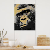 Pop Art Portrait of Gorilla Poster Print ポスター (キッチン)