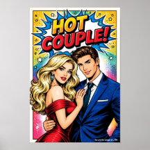 Pop Art Poster „HOT COUPLE!“ – Stylisches Paar Com