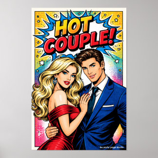 Pop Art Poster „HOT COUPLE!“ – Stylisches Paar Com ポスター