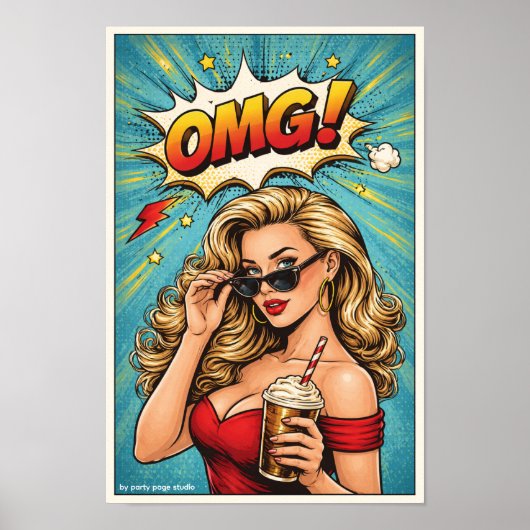 Pop Art Poster „OMG!“ – Glamour Woman Comic Wandbi ポスター (正面)