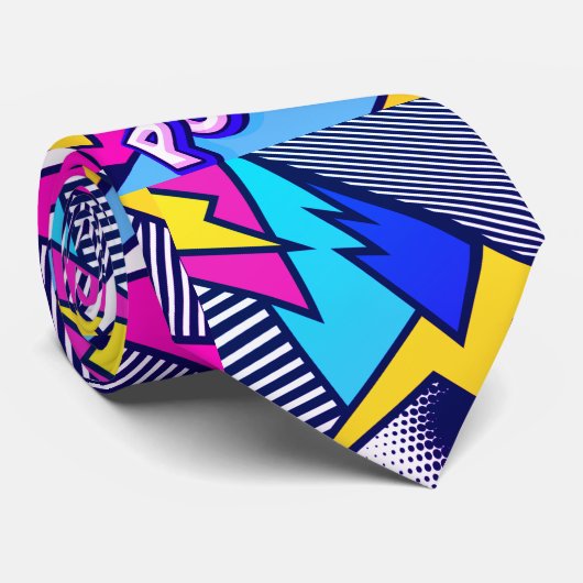Pop Art Pow! Pattern in Magenta, Blue, and Black ネクタイ (ロール)