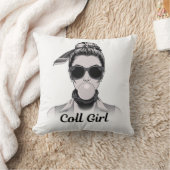 Pop Art Retrô Mulher Fashion Preto e Branco クッション (ブランケット)