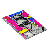 Pop Art Retrô Mulher Fashion Preto e Branco ノートブック (右側)