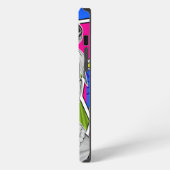 Pop Art Retrô Mulher Fashion Preto e Branco iPhoneケース (左側面)