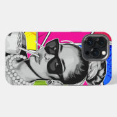 Pop Art Retrô Mulher Fashion Preto e Branco iPhoneケース (裏面横)
