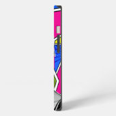 Pop Art Retrô Mulher Fashion Preto e Branco iPhoneケース (左側面)