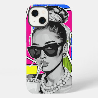 Pop Art Retrô Mulher Fashion Preto e Branco iPhone 13ケース