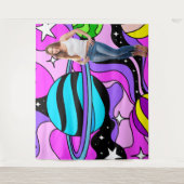 Pop Art Retro Space Party Decoration Backdrop タペストリー (正面)