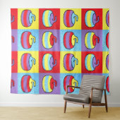 Pop Art Rocks Curling Stone Design タペストリー (インサイチュ(横))