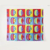 Pop Art Rocks Curling Stone Design タペストリー (正面(横))