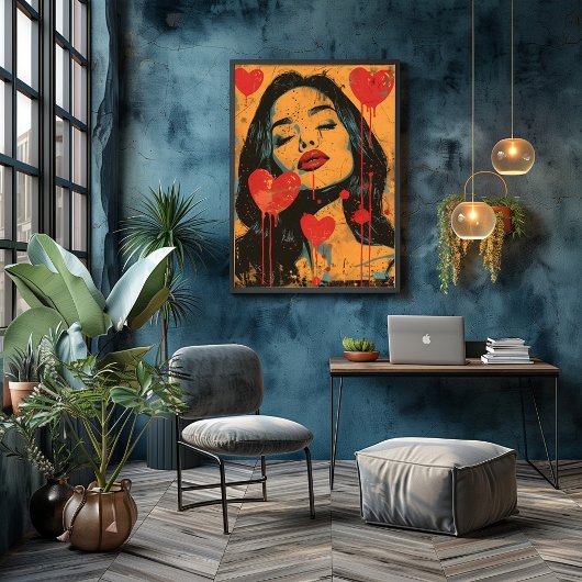 Pop Art Romántico: Mirada Seductora フォトプリント