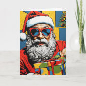 Pop Art Santa Card | Custom Collage Christmas  カード (正面)