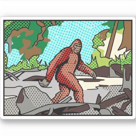 Pop Art Sasquatch Forest Comic Panel Graphic シール (正面)