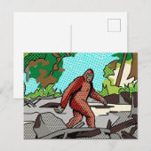 Pop Art Sasquatch Forest Comic Panel Graphic ポストカード (正面/裏面)