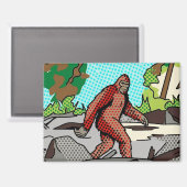 Pop Art Sasquatch Forest Comic Panel Graphic マグネット (正面/裏面)