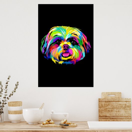 Pop Art Shih Tzu Dog Lovers ポスター (キッチン)