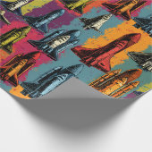 Pop Art Space Shuttle Pattern Wrapping Paper ラッピングペーパー (角)