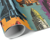 Pop Art Space Shuttle Pattern Wrapping Paper ラッピングペーパー (ロールコーナー)