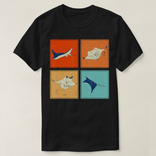 Pop Art Stingray Aquarium Animal Scuba Diver Ocean Tシャツ (デザイン正面)