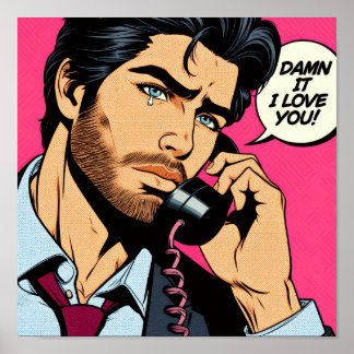 Pop art style hunky guy Poster ポスター