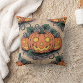 Pop Art Style Pumpkin & Ghost All-Over Pillow on P クッション (ブランケット)