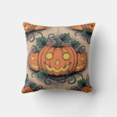 Pop Art Style Pumpkin & Ghost All-Over Pillow on P クッション (裏面)