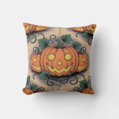 Pop Art Style Pumpkin & Ghost All-Over Pillow on P クッション (正面)
