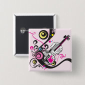 Pop Art Violin Abstract Musical Punk Rock 缶バッジ (正面&裏面)