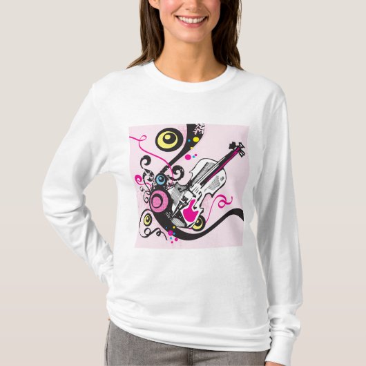 Pop Art Violin Abstract Musical Punk Rock Tシャツ (正面)