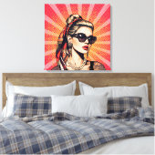 Pop Art Woman – Retro Chic キャンバスプリント (インサイチュ (寝室))