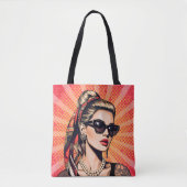 Pop Art Woman  Retro Chic トートバッグ (正面)