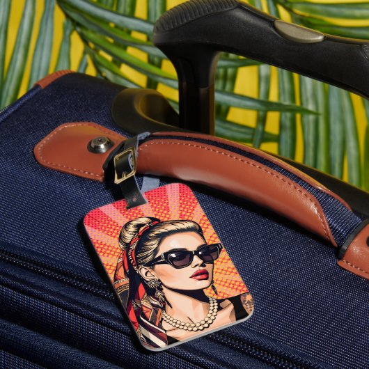 Pop Art Woman – Retro Chic ラゲッジタグ (正面インサイチュ1)