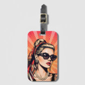 Pop Art Woman – Retro Chic ラゲッジタグ (正面縦)