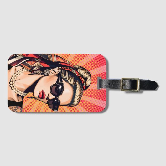 Pop Art Woman – Retro Chic ラゲッジタグ (正面横)