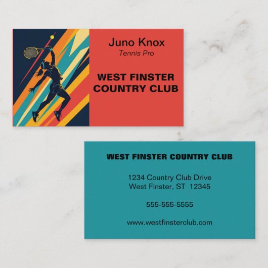 Pop Art Woman Tennis Player 名刺 (正面/裏面)