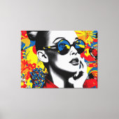 Pop art woman with sunglasses キャンバスプリント (正面)