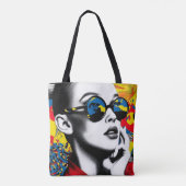 Pop art woman with sunglasses トートバッグ (裏面)